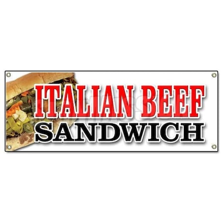 Signmission ITALIAN BEEF SANDWICH BANNER SIGN salami meat deli italian restaurant B-Italian Beef Sandwich